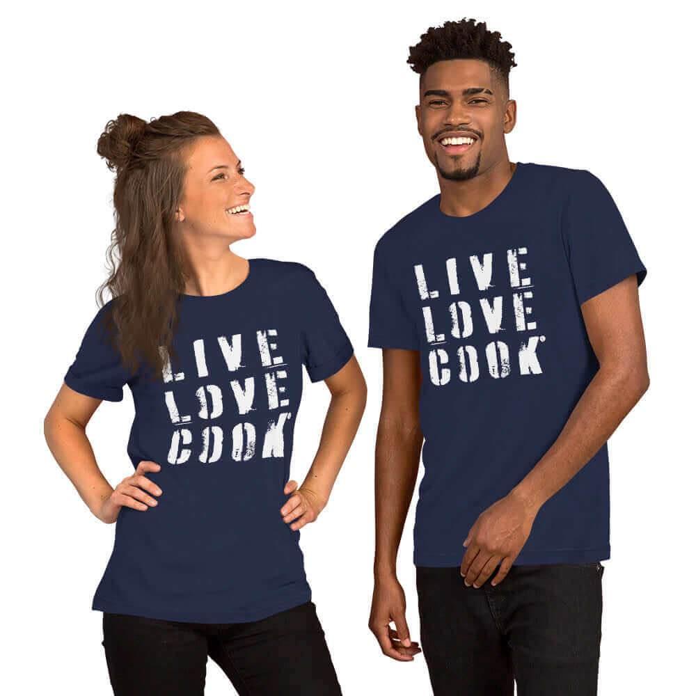 T-Shirt bedruckt - Baumwolle | Live-Love-Cook (viele Farben) - Kochschein