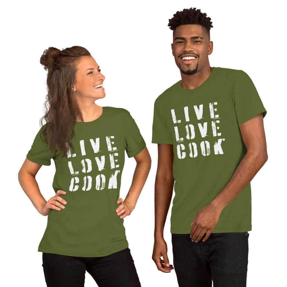 T-Shirt bedruckt - Baumwolle | Live-Love-Cook (viele Farben) - Kochschein