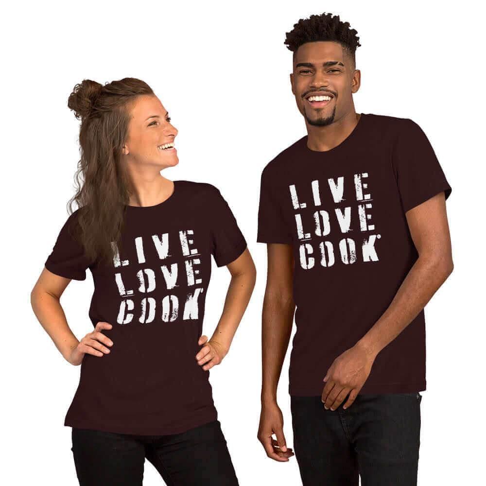 T-Shirt bedruckt - Baumwolle | Live-Love-Cook (viele Farben) - Kochschein