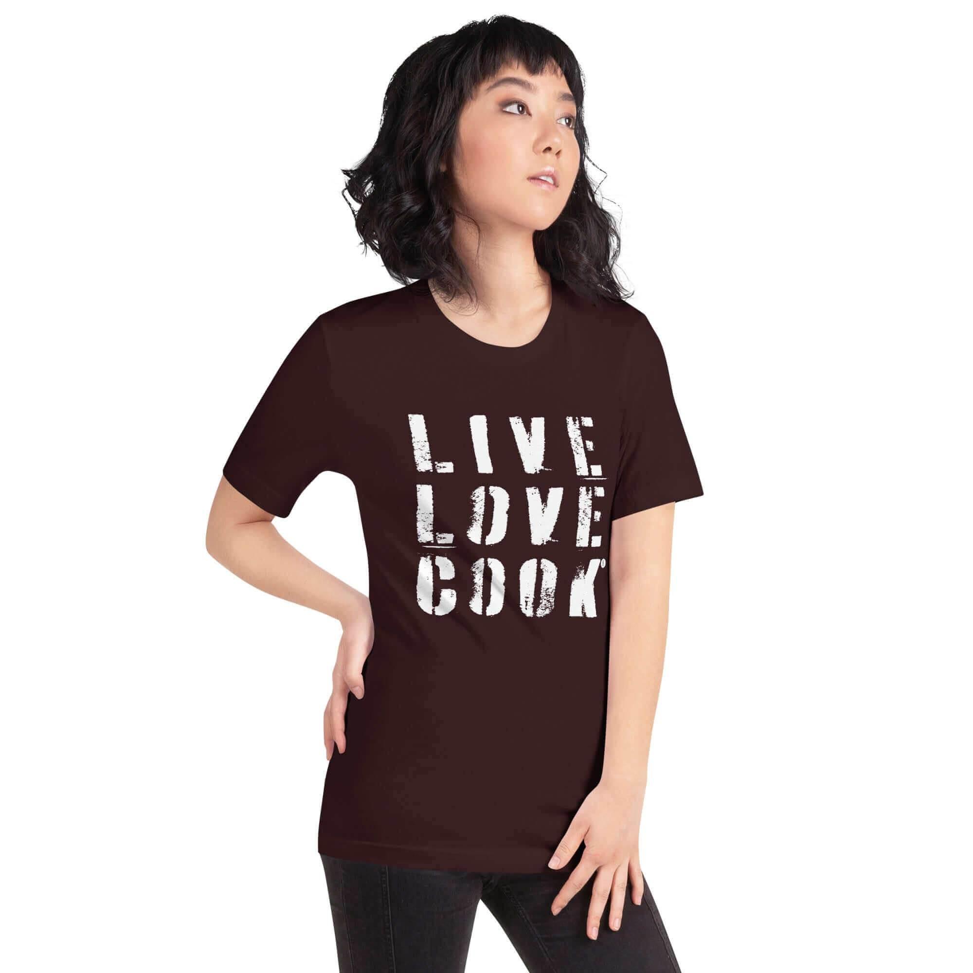 T-Shirt bedruckt - Baumwolle | Live-Love-Cook (viele Farben) - Kochschein