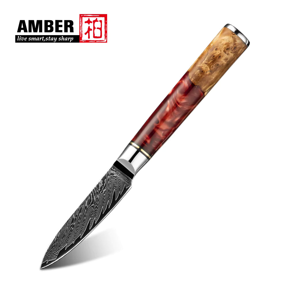 AMBER Japanisches Kochmesser-Set, Schwarzer San Mai VG10 Stahl, in Geschenkbox (verschiedene Sets) - Kochschein