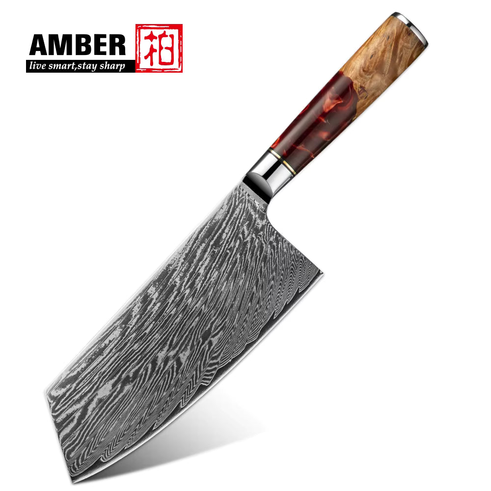 AMBER Japanisches Kochmesser-Set, Schwarzer San Mai VG10 Stahl, in Geschenkbox (verschiedene Sets) - Kochschein