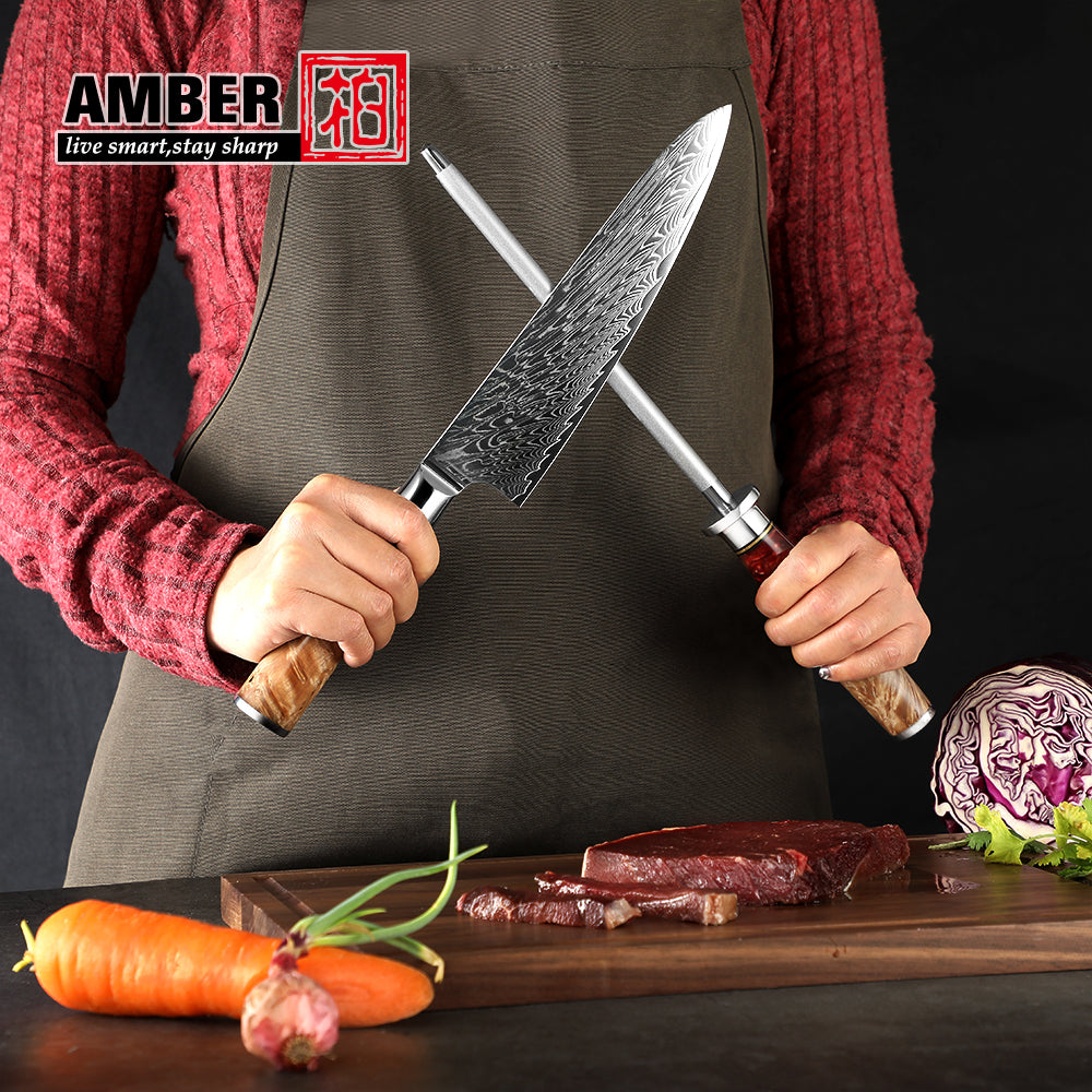 AMBER Japanisches Kochmesser-Set, Schwarzer San Mai VG10 Stahl, in Geschenkbox (verschiedene Sets) - Kochschein