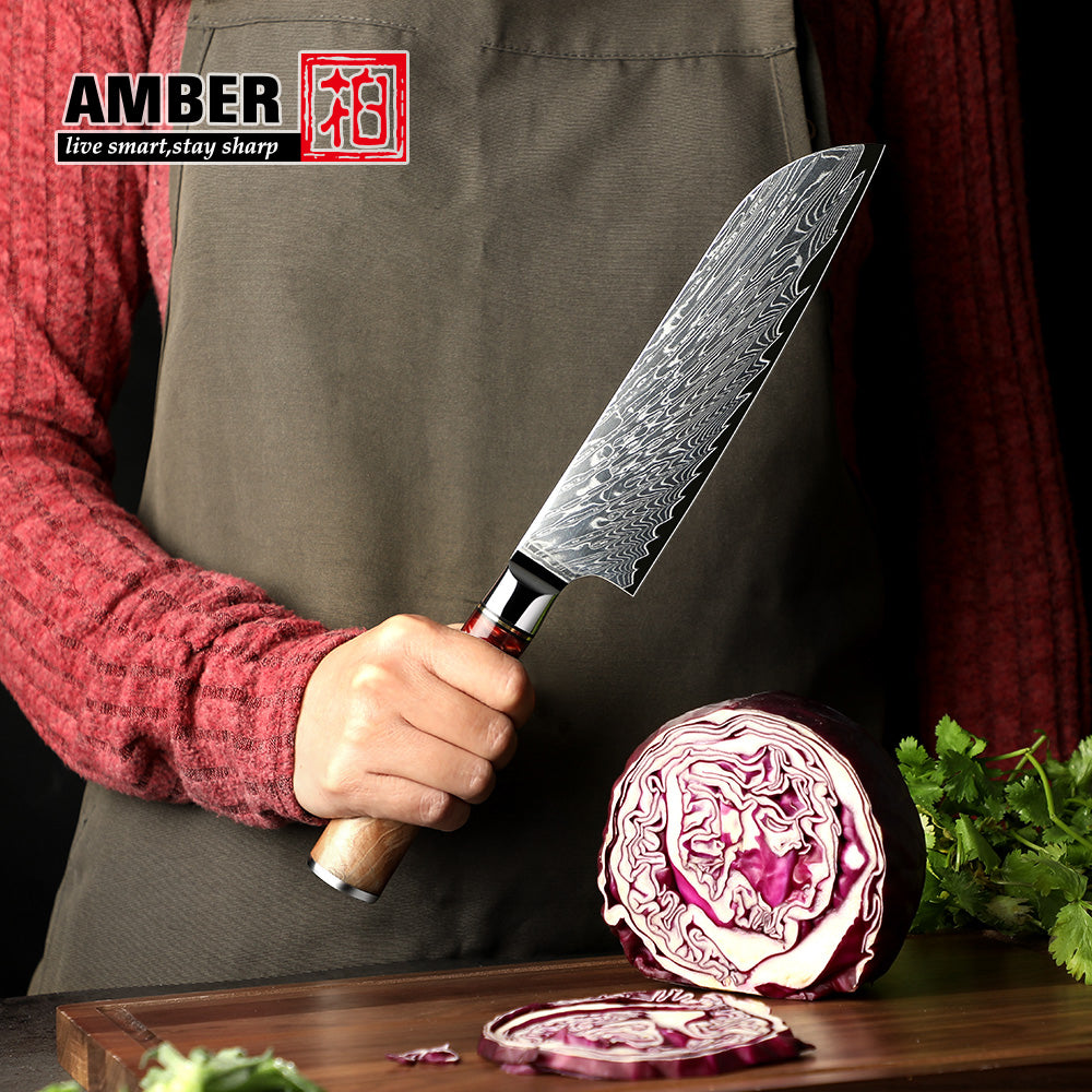 AMBER Japanisches Kochmesser-Set, Schwarzer San Mai VG10 Stahl, in Geschenkbox (verschiedene Sets) - Kochschein