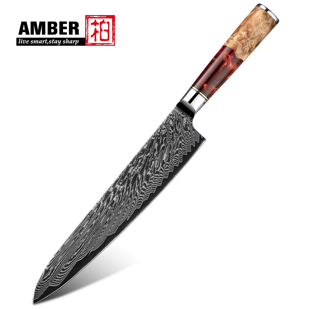 AMBER Japanisches Kochmesser-Set, Schwarzer San Mai VG10 Stahl, in Geschenkbox (verschiedene Sets) - Kochschein