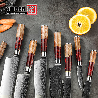 AMBER Japanisches Kochmesser-Set, Schwarzer San Mai VG10 Stahl, in Geschenkbox (verschiedene Sets) - Kochschein