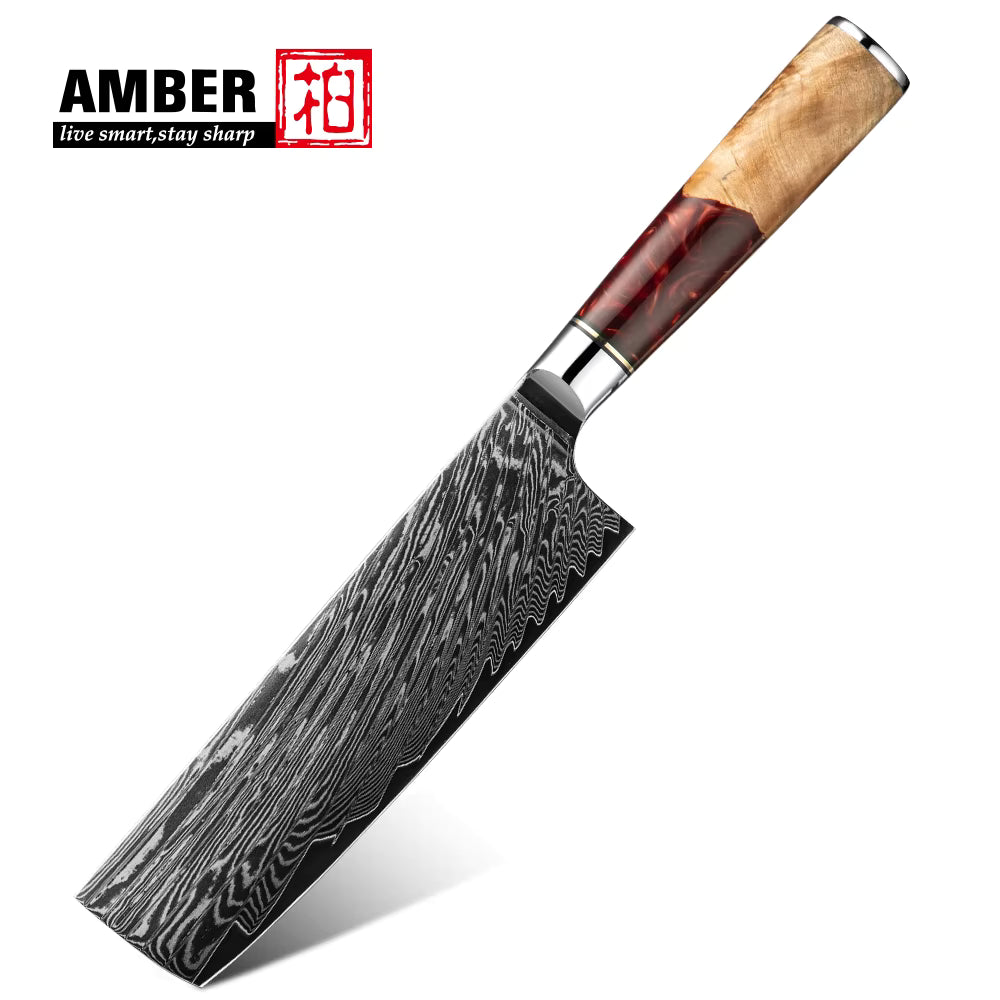 AMBER Japanisches Kochmesser-Set, Schwarzer San Mai VG10 Stahl, in Geschenkbox (verschiedene Sets) - Kochschein