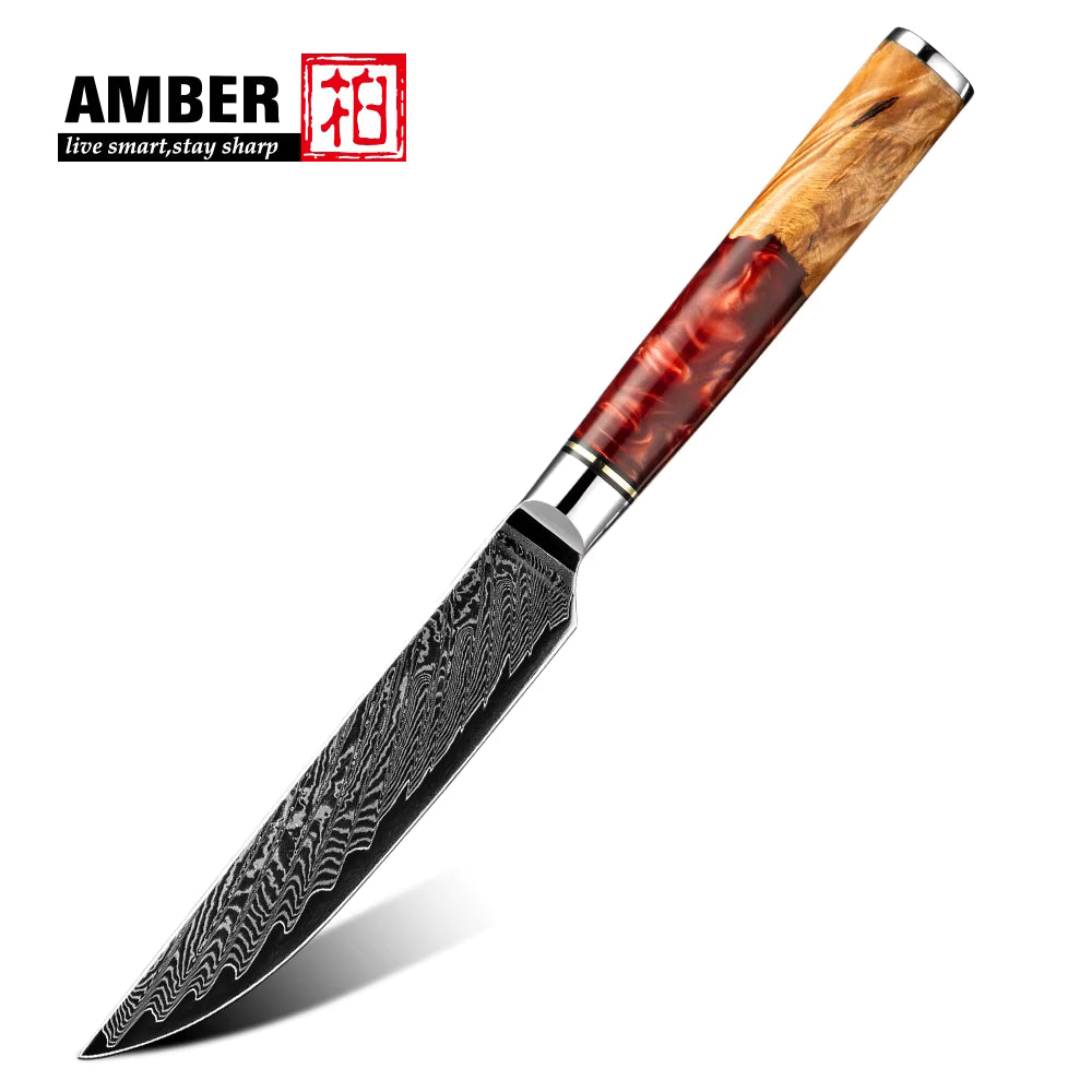 AMBER Japanisches Kochmesser-Set, Schwarzer San Mai VG10 Stahl, in Geschenkbox (verschiedene Sets) - Kochschein