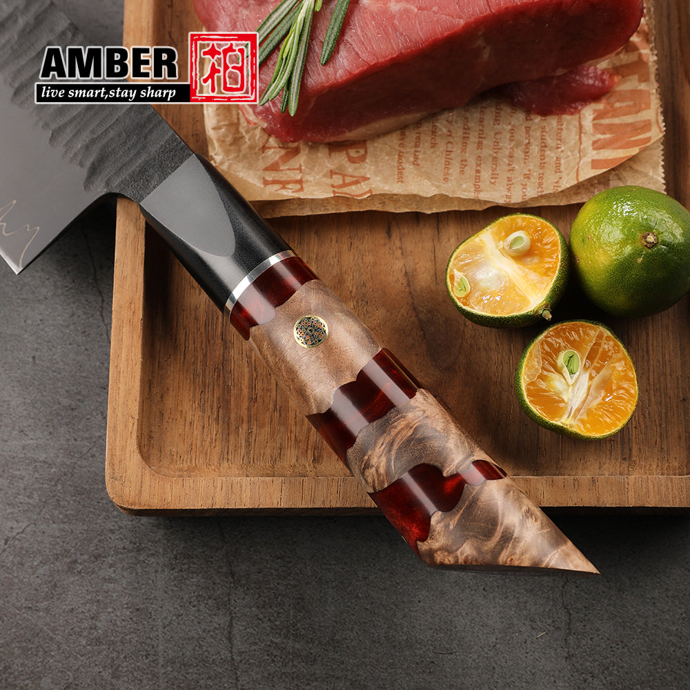 AMBER Japanisches Kochmesser-Set, Schwarzer San Mai VG10 Stahl, in Geschenkbox (verschiedene Sets) - Kochschein