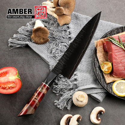 AMBER Japanisches Kochmesser-Set, Schwarzer San Mai VG10 Stahl, in Geschenkbox (verschiedene Sets) - Kochschein