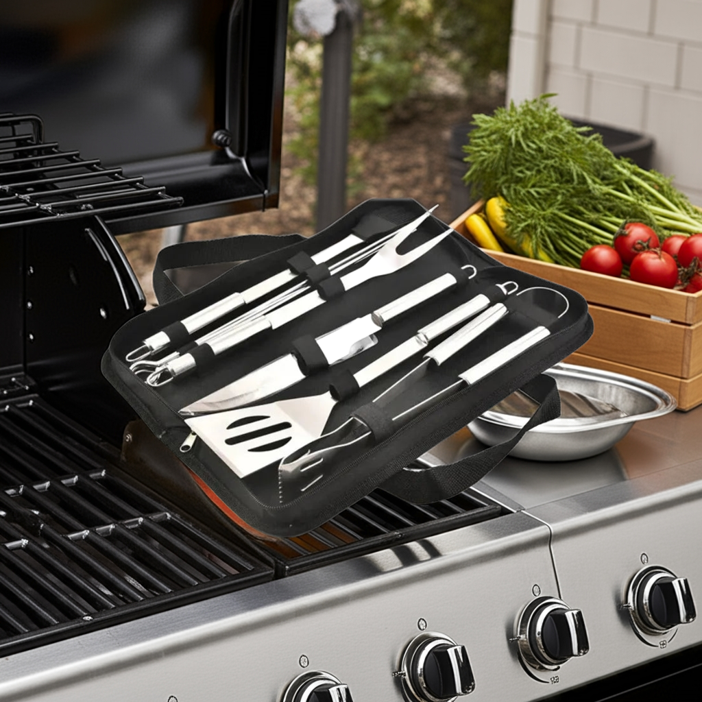 BBQ Grillbesteck mit Tragetasche (verschiedene Sets) - Kochschein
