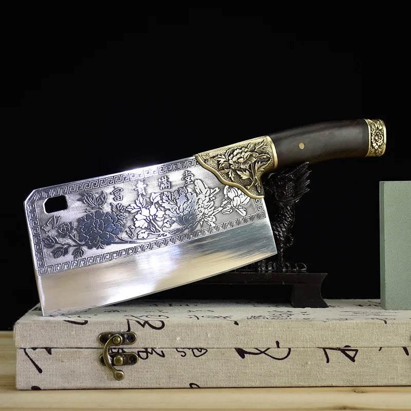 Einzigartiges 7,7 Zoll Chopper Küchenmesser - Edelstahl und Kupferverzierungen - Kochschein