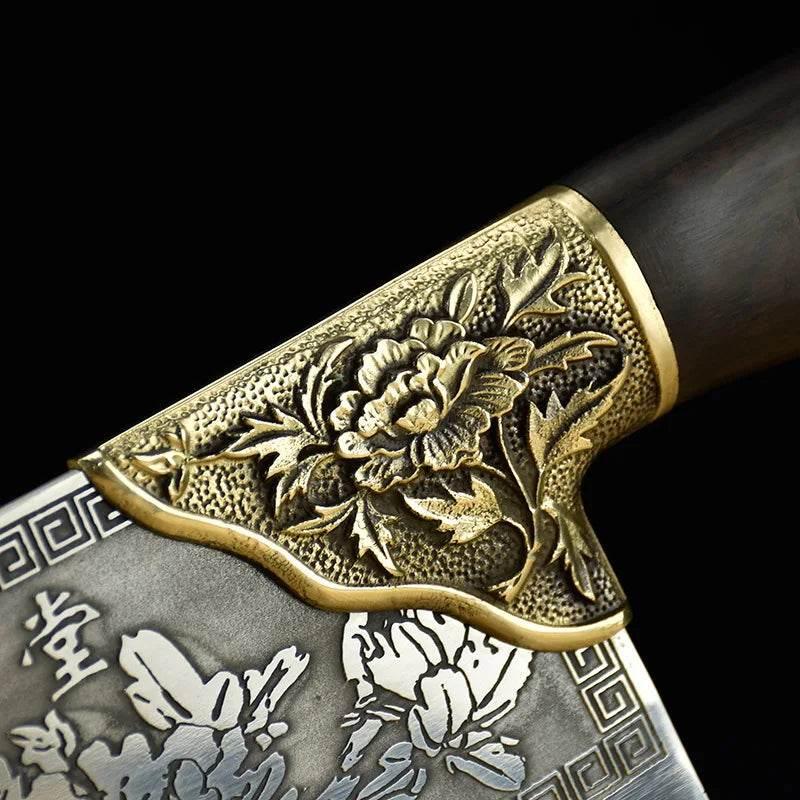 Einzigartiges 7,7 Zoll Chopper Küchenmesser - Edelstahl und Kupferverzierungen - Kochschein