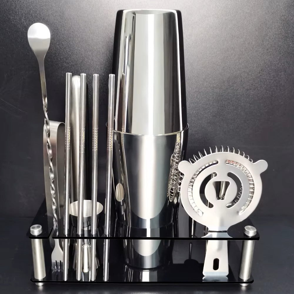 Profi Cocktail Shaker Set 12-teilig mit Ständer (verschiedene Farben)