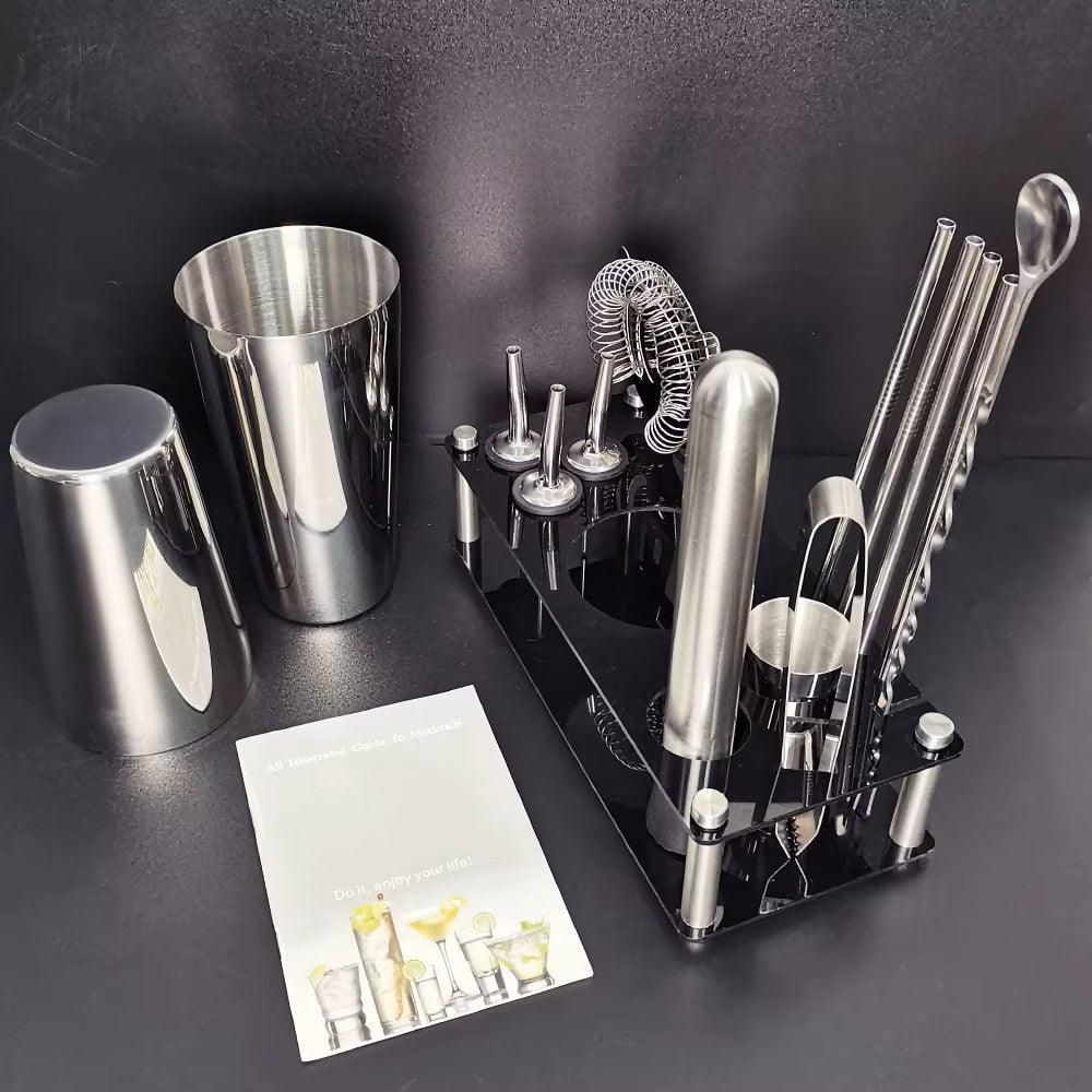 Profi Cocktail Shaker Set 12-teilig mit Ständer (verschiedene Farben) - Kochschein