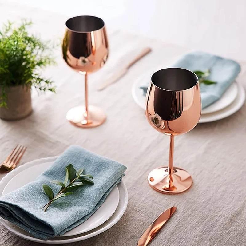 Edelstahl Weingläser - Champagner Rotwein Cocktailgläser (6er Set in 4 Farben) - Kochschein