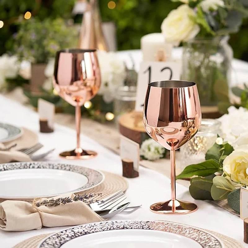 Edelstahl Weingläser - Champagner Rotwein Cocktailgläser (6er Set in 4 Farben) - Kochschein