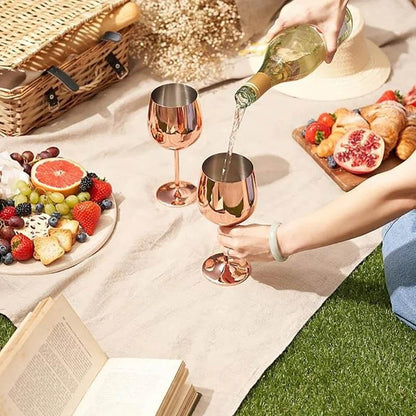 Edelstahl Weingläser - Champagner Rotwein Cocktailgläser (6er Set in 4 Farben) - Kochschein