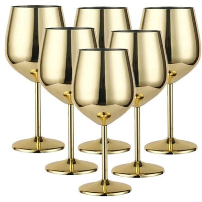 Edelstahl Weingläser - Champagner Rotwein Cocktailgläser (6er Set in 4 Farben) - Kochschein