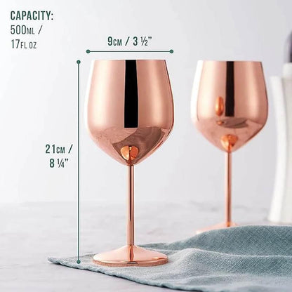 Edelstahl Weingläser - Champagner Rotwein Cocktailgläser (6er Set in 4 Farben) - Kochschein