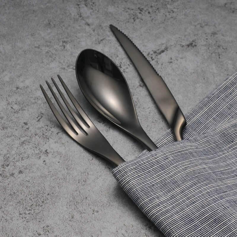 Extravagantes schwarzes Edelstahl Besteck Set (Einzeln bestellen) - Kochschein