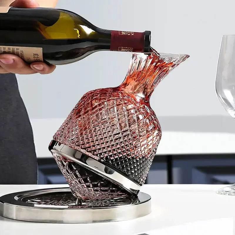 Exklusiver Rotierender Kristall Weindekanter 1500ml (Silber, Gold) - Kochschein