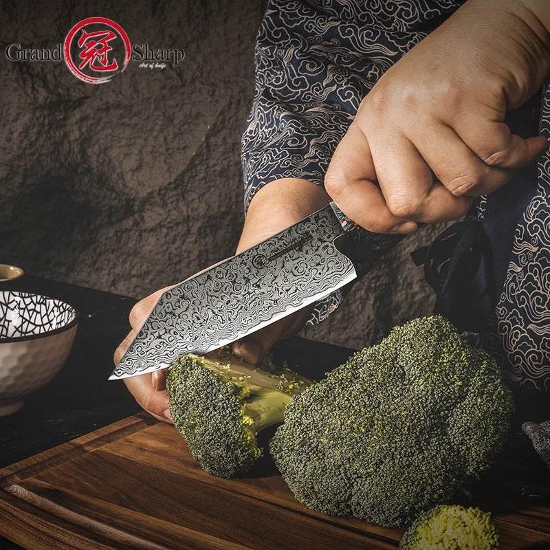 GRANDSHARP Japanisches Bunka Damastmesser 14 cm | 67-Lagen - Kochschein