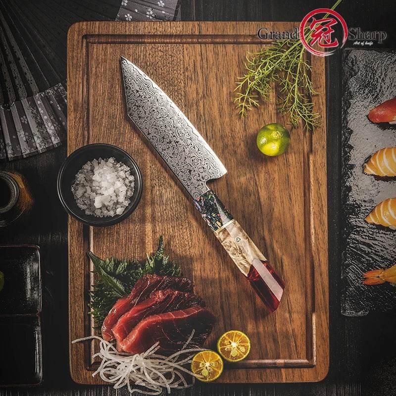 GRANDSHARP Japanisches Bunka Damastmesser 14 cm | 67-Lagen - Kochschein