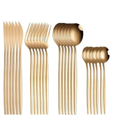 Goldenes Besteckset 24-teilig aus Edelstahl | ELEGANT - Kochschein