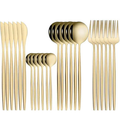 Goldenes Besteckset 24-teilig aus Edelstahl | ELEGANT - Kochschein