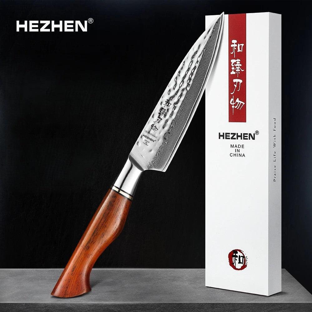 HEZHEN Santoku Damastmesser - Master Series 5 Zoll | 73-Lagen Premium Qualität - Kochschein