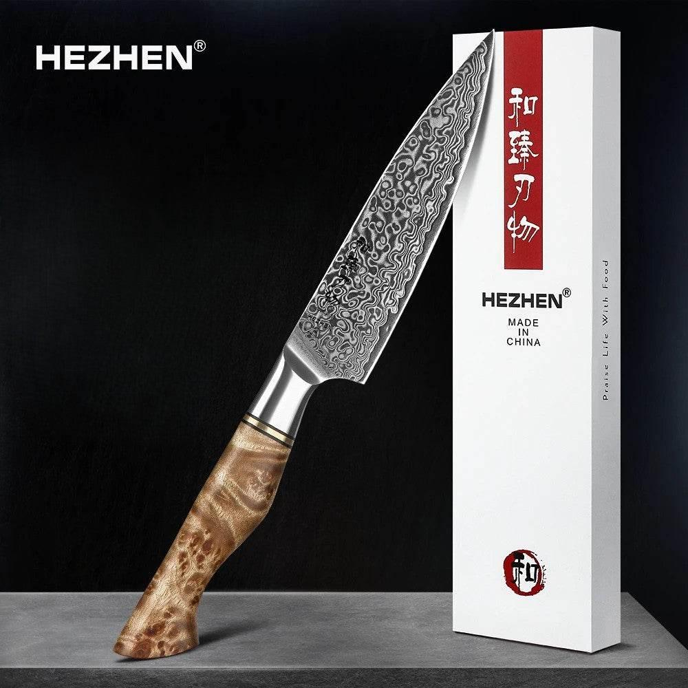 HEZHEN Utility Damastmesser - Master Series 5 Zoll | 67-Lagen - Kochschein