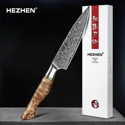 HEZHEN Utility Damastmesser - Master Series 5 Zoll | 67-Lagen - Kochschein