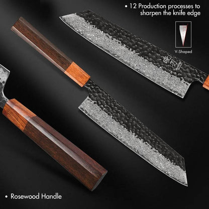 Japanisches Kiritsuke Damastmesser 20 cm | 67 Lagen - Handgeschmiedet - Kochschein