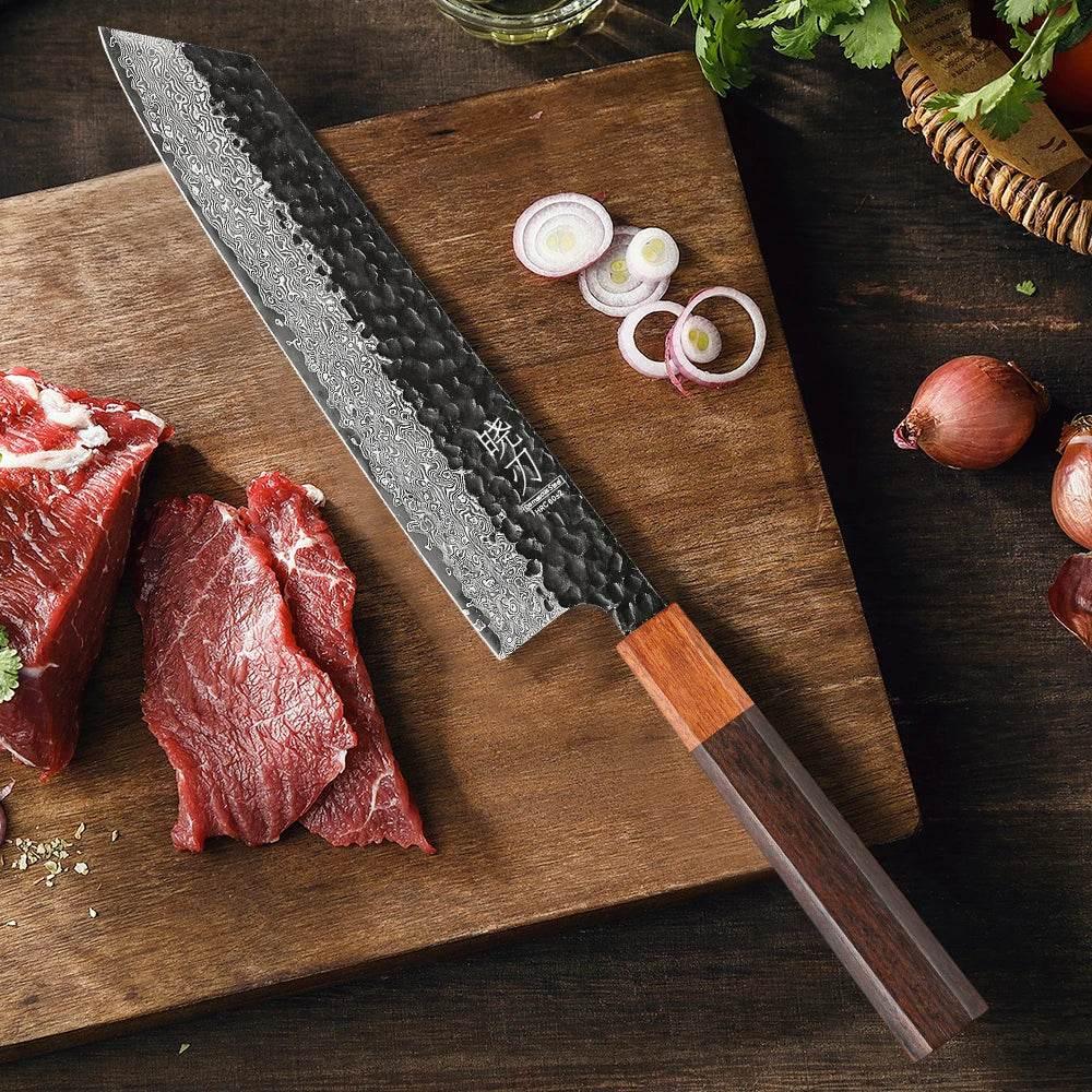 Japanisches Kiritsuke Damastmesser 20 cm | 67 Lagen - Handgeschmiedet - Kochschein