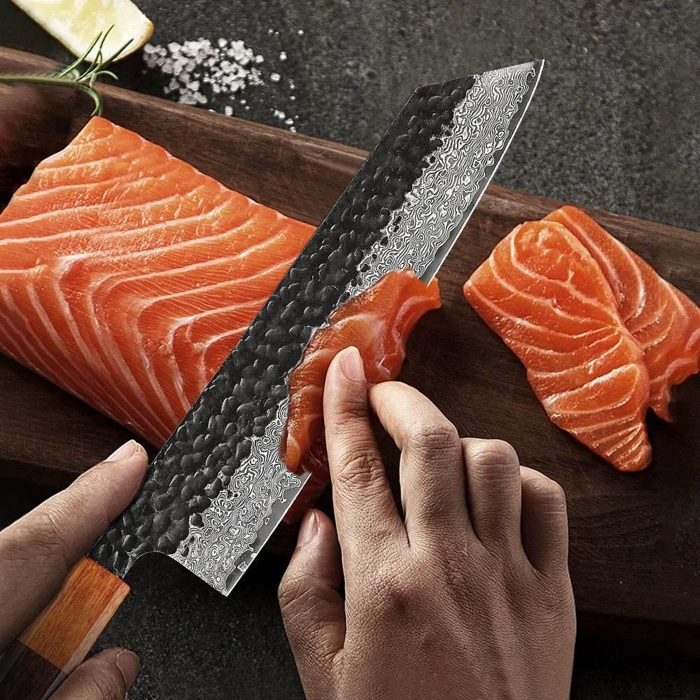 Japanisches Kiritsuke Damastmesser 20 cm | 67 Lagen - Handgeschmiedet - Kochschein