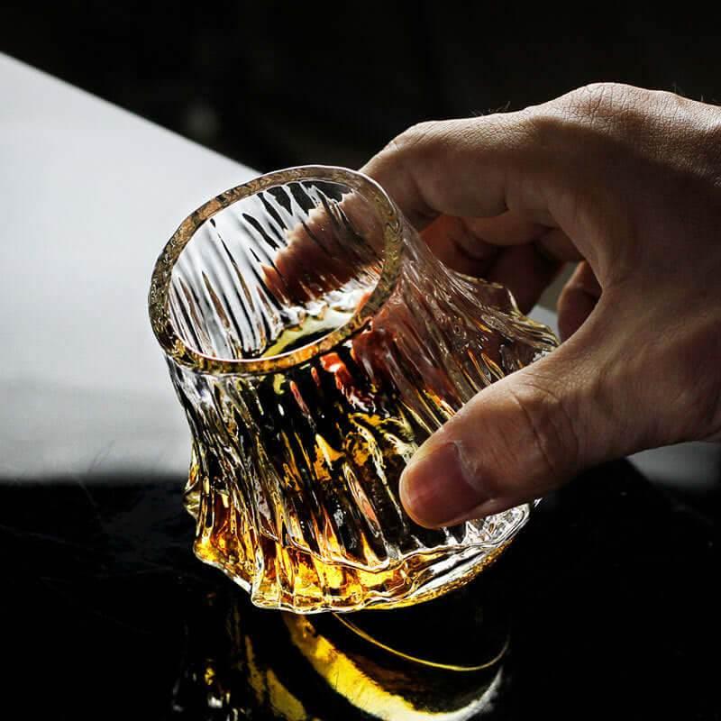 Japanisches Mt. Fuji Whiskeyglas - Handgefertigtes Edo-Glas mit Box - Kochschein