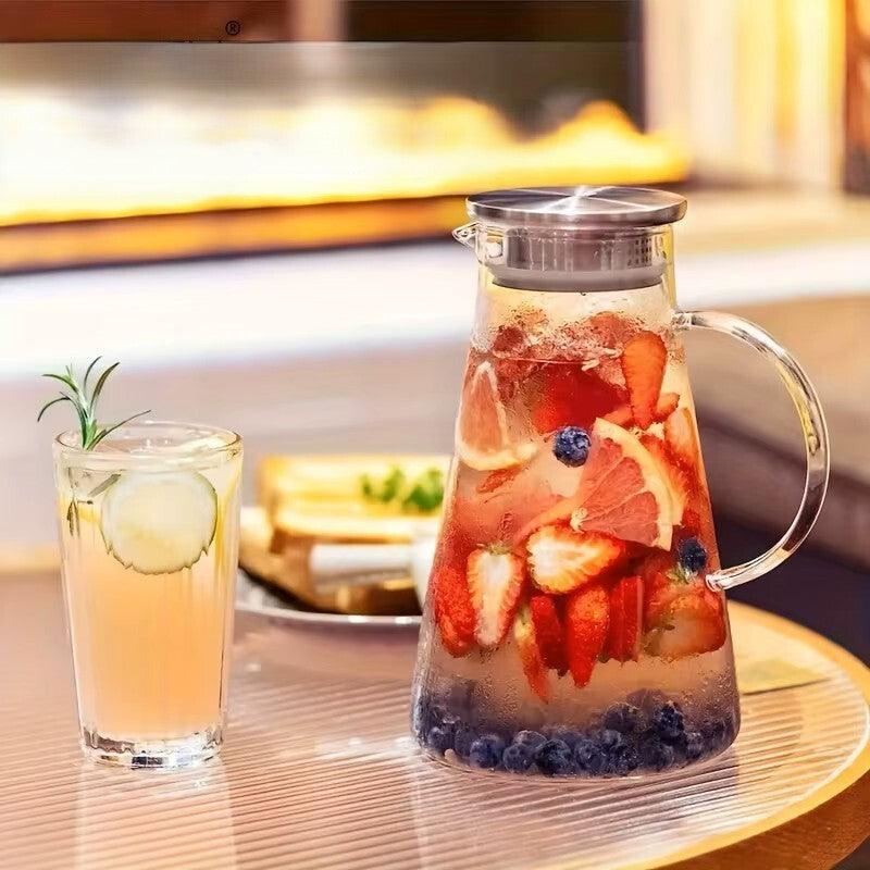 KEMORELA Moderne hitzebeständige Glas Karaffe mit Griff (2 Liter) - Kochschein