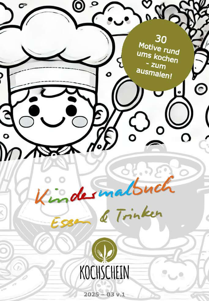 Malbuch „Kochspaß für Kinder“ - zum ausdrucken | Kochschein