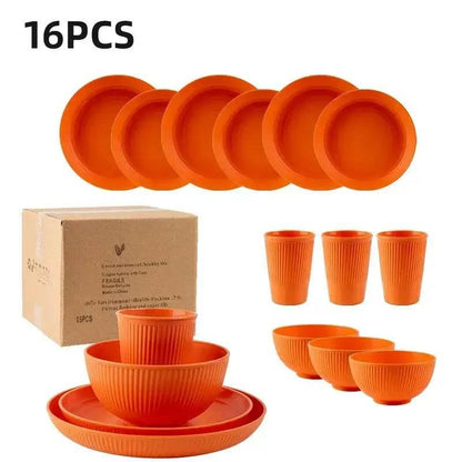 Komplettes Picknick Geschirrset | Camping Geschirr (16-teilig - viele Farben) - Kochschein