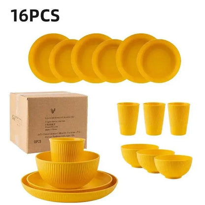 Komplettes Picknick Geschirrset | Camping Geschirr (16-teilig - viele Farben) - Kochschein