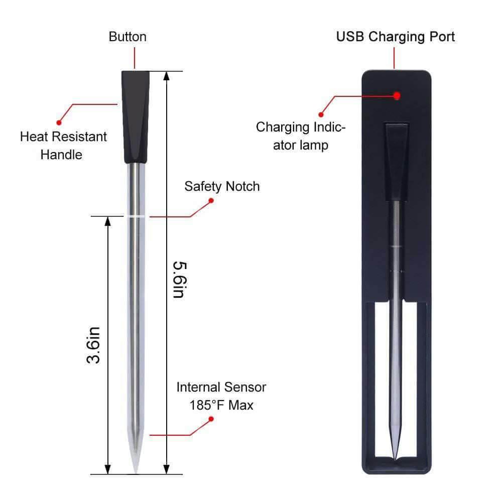 Küchen Ofenthermometer - Ofen und Grill - USB &amp; Bluetooth (2 Farben) - Kochschein