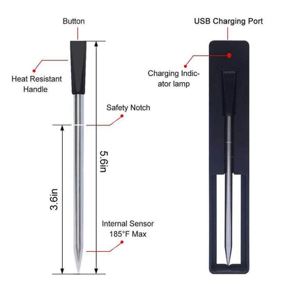 Küchen Ofenthermometer - Ofen und Grill - USB &amp; Bluetooth (2 Farben) - Kochschein