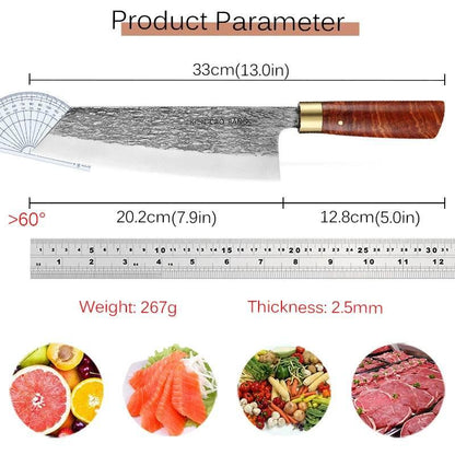 Professionelles japanisches Küchenmesser (20cm) handgeschmiedet mit Geschenkbox - Kochschein