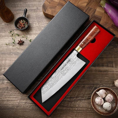 Professionelles japanisches Küchenmesser (20cm) handgeschmiedet mit Geschenkbox - Kochschein