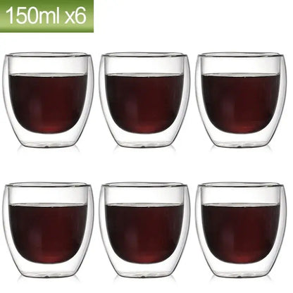 80ML Double Wall Glass Cup 2/12PCS Transparent Handmade Heat Resistant Tea Drink Whisky Wine Set Espresso Coffee Milk Mugs Gift nur €34.90 - Kochschein