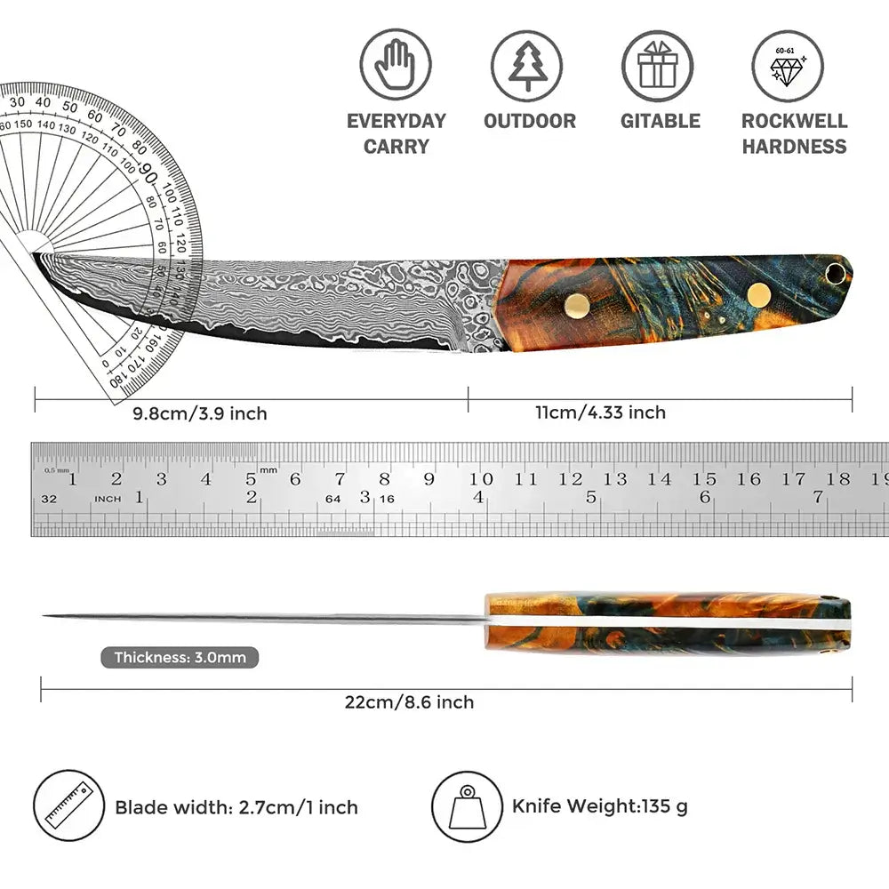 Damast Küchenmesser 4 Zoll - 67 Lagen Damast mit Holzgriff nur €53.40 - Kochschein