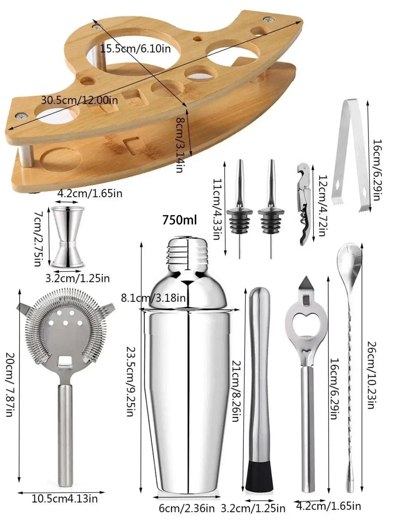 UPORS Edelstahl Cocktailshaker 550/750ml (versch. Sets) ab €71.90