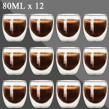 80ML Double Wall Glass Cup 2/12PCS Transparent Handmade Heat Resistant Tea Drink Whisky Wine Set Espresso Coffee Milk Mugs Gift nur €39.90 - Kochschein