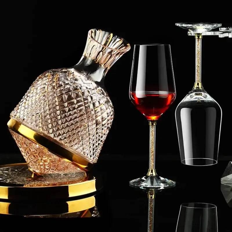 Luxuriöses Kristallglas Weinglas mit goldenem Stil (2er Set) – Kochschein